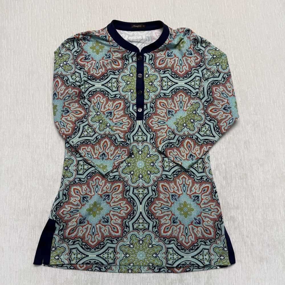 J. McLaughlin Tunic Stretch Top Womens Small Wayfair Print Career Travel Casual